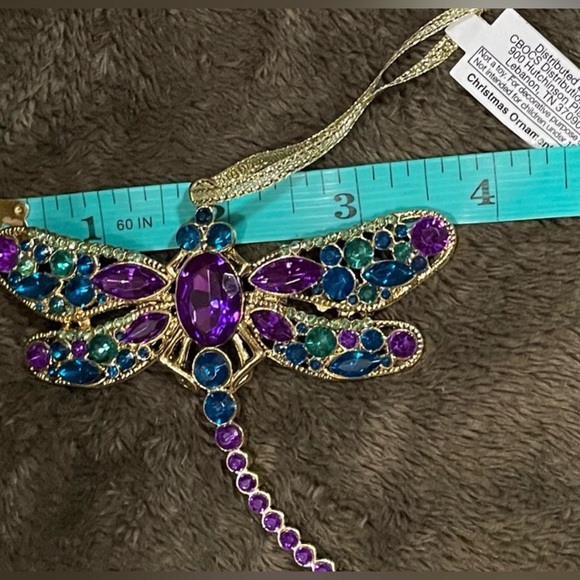 NWT dragonfly ornament  - purple & teal piece on gold tone use as an ornament - Picture 4 of 6